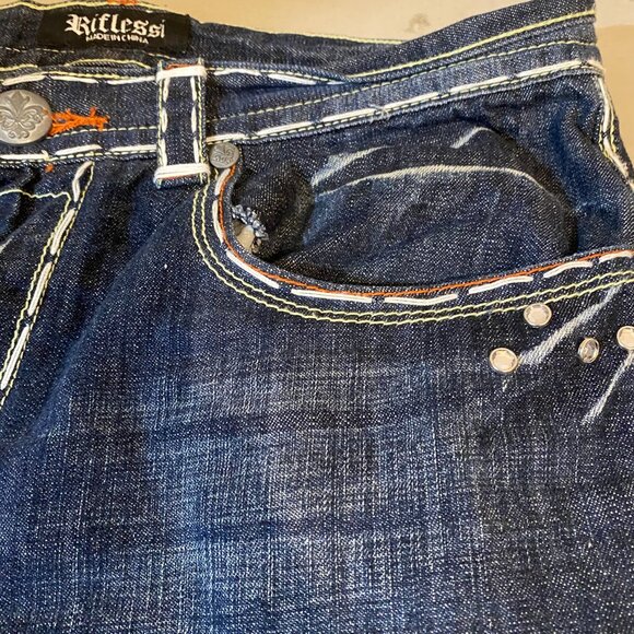 Y2K Riflessi Designer Jeans – W34 L32 - Picture 4 of 8